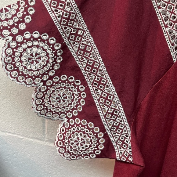 Lane Bryant Women's Red Top with Lace Accents - Picture 2 of 4